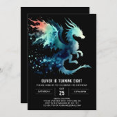 ミステリアスドラゴン誕生日印刷可能 招待状 (正面/裏面)