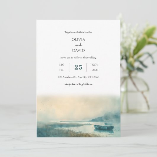 ミステリアス航海のな霧のハーバービーチ結婚式 招待状 (スタンド正面)