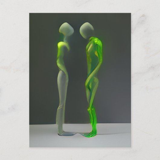 ミステリアス風変わりな緑の人々 ポストカード (正面)