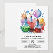 ミステリーお洒落ポーション科学者誕生日 招待状 (正面/裏面)