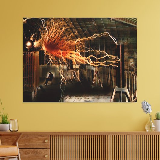 ミステリーカラーレドゥックスのニコラテスラマン キャンバスプリント (インサイチュ (リビング))