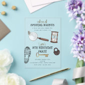 ミステリーキッズシークレットエージェントスパイ刑事誕生日 アクリル招待状 (インサイチュ (ウェディング))