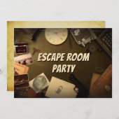 ミステリーゲームエスケープルームパーティー誕生日招待状 招待状 (正面/裏面)