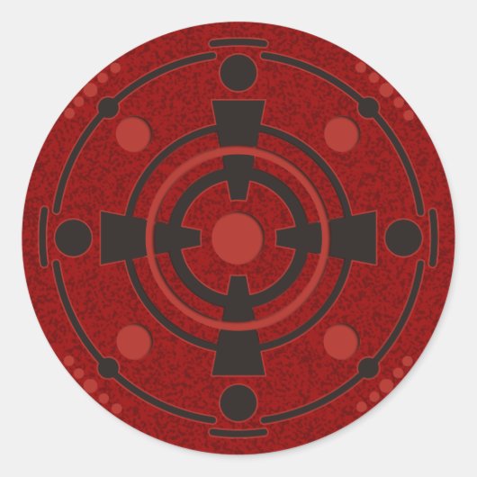 ミステリーサークル3 |濃い赤の（ばちゃばちゃ）跳ねる ラウンドシール (正面)