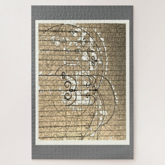 ミステリーシャンデリア社交ダンスセピアイラストレーション ジグソーパズル (縦)