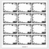 ミステリーハロウィーン白黒スティッカーフレーム シール (シート)