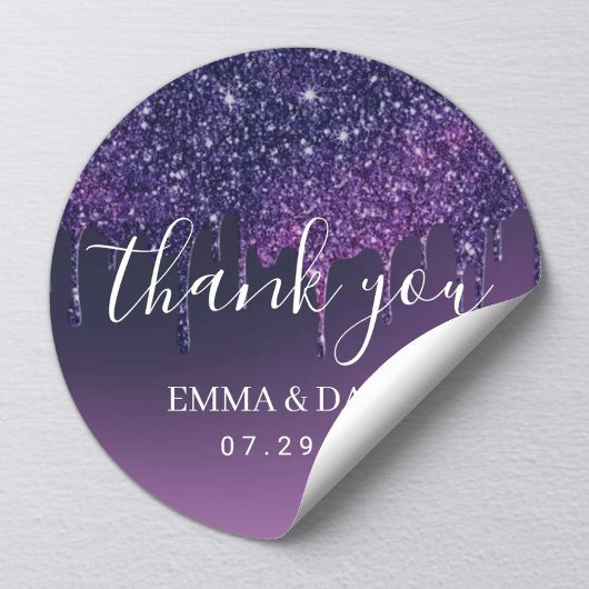 ミステリーパープルモダンドリップ結婚ズ・サンキュー ラウンドシール