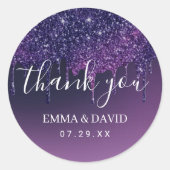 ミステリーパープルモダンドリップ結婚ズ・サンキュー ラウンドシール (正面)