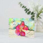 ミステリーピンクの花の水色 ポストカード (スタンド正面)