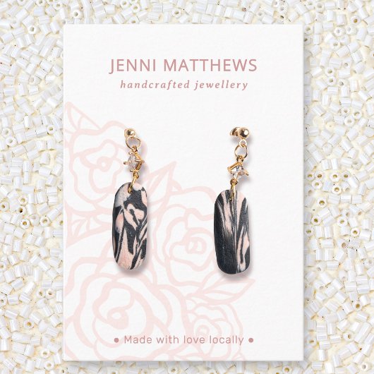 ミステリーローズブーケピンクフローライヤリングディスプレイ 名刺