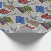 ミステリー小説の読者のための本パターン（の模様が）ある ラッピングペーパー (角)