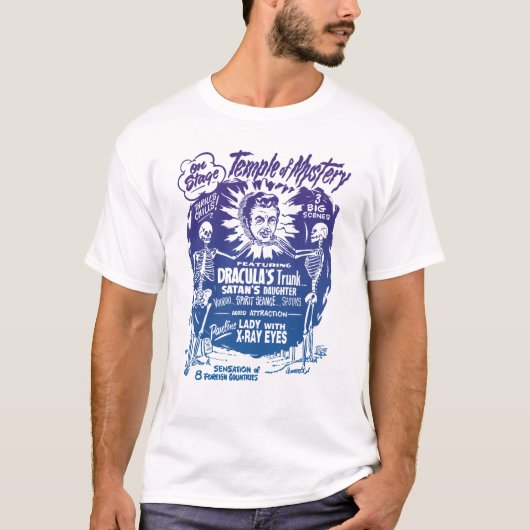 ミステリー幽霊ショーポスターの寺院 Tシャツ (正面)