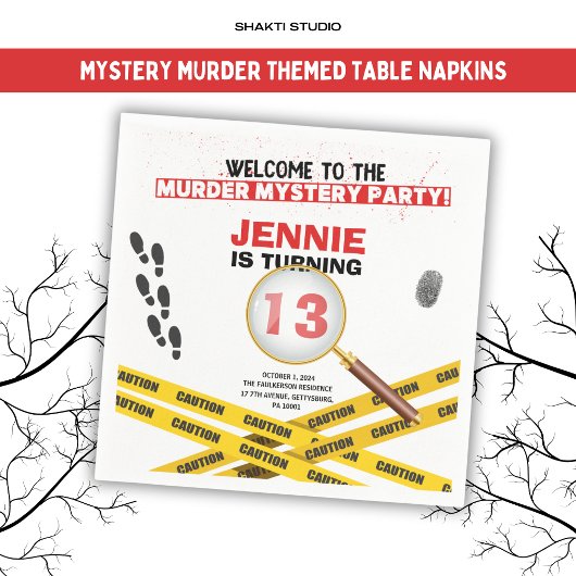ミステリー殺人事件の犯罪現場 ハロウィン 誕生日 スタンダードカクテルナプキン