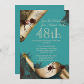 ミステリー殺人事件の青い誰犯 招待状 (正面/裏面)