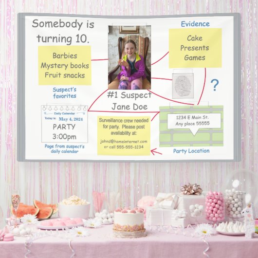 ミステリー犯罪解決証書委員会招待状 横断幕 (パーティー)