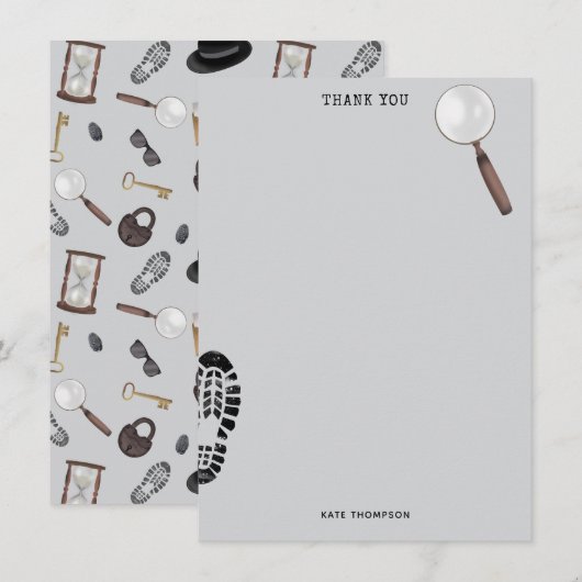 ミステリー キッズ シークレットエージェント スパイ デtective テーマ サンキューカード (正面/裏面)