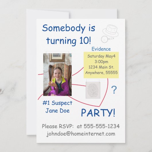 ミステリー 犯罪解決 証拠ボード 招待状 (正面)