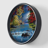 ミステリ絵を描ス・ウッズと川 壁時計 (傾斜)