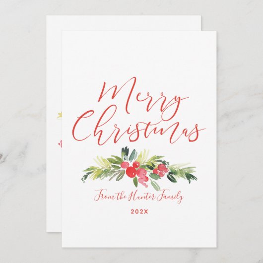 ミステルトウのクリスマス | 水彩 ノートカード (正面/裏面)