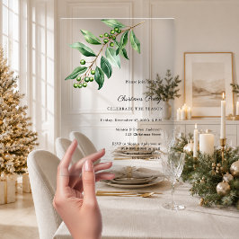 ミステルトウのグリーンが豪華なクリスマスパーティー アクリル招待状