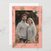 ミステルトウ甘いピンクのクリスマスカスタム写真 シーズンカード (正面/裏面)