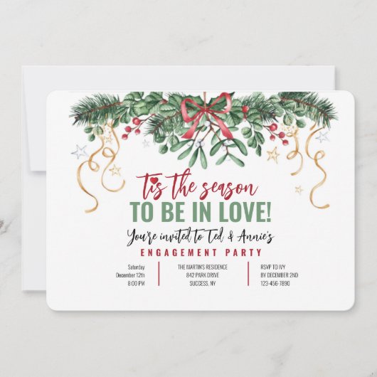 ミステルトーフレームホリデイ招待状 招待状 (正面)