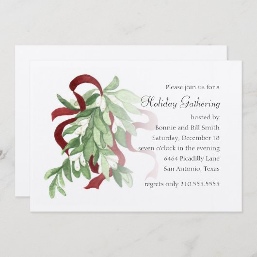 ミステルトーホリデーパーティー招待状 招待状 (正面/裏面)