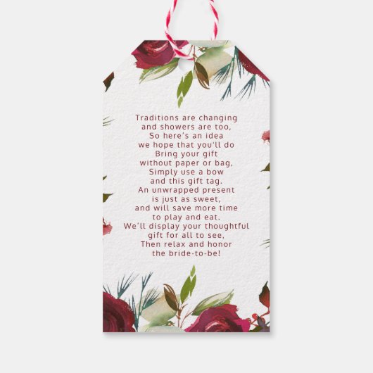 ミステルトーマナーウィンターブライダルディスプレイシャワー ギフトタグ (裏面)