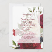 ミステルトーマナーウォーターカラーウィンターフレーム結婚ズ 招待状 (正面)