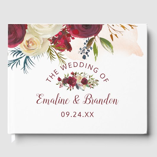 ミステルトーマナーウォーターカラーウィンター結婚フローラ ゲストブック (正面)