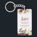 ミステルトーマナーウォーターカラートゥザシスター引用文 キーホルダー<br><div class="desc">Mistletoe Manor水彩豊かなバラデザイン手絵を描花模様、ホリーベリー葉、パインSprig Folids、水彩画と共に絵を描の青い。マルサラカラフル、ワインメルロレッド、ブルゴーニュ、アイボリークリーム、グリーン。シック渦巻形のタイポグラフィブラシスクリプトフォントとフローラトップ付きエレガント – シスターの心温ま縁どる引用文キーチェイン！～このデザインのスイート全体を見るために私の店をチェック！</div>