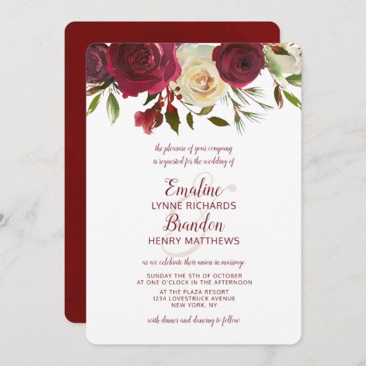 ミステルトーマナーウォーターカラーラッシュトップ縁ど結婚ズ 招待状 (正面/裏面)