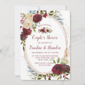 ミステルトーマナーオーバルフレームカップルのウェディングシャワー 招待状 (正面)