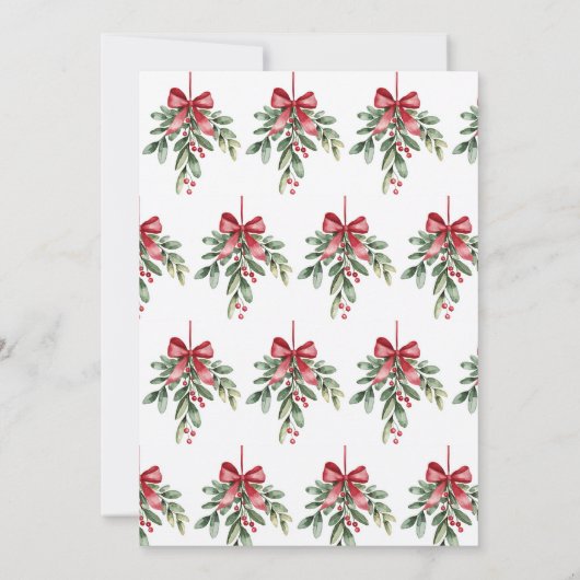 ミステルトーレッドボウクリスマスホリデーパーティー招待状 招待状 (裏面)