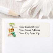 ミステルトー・ヴィンテージ・クリスマスの下の子供 ラベル (インサイチュ)