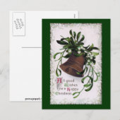 ミステルトー・ヴィンテージ・クリスマス付きベル シーズンポストカード (正面/裏面)