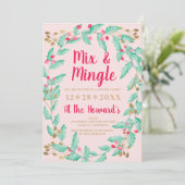 ミステルtoe 水彩ゴールド クリスマス ミックス ミンゲル 招待状 (スタンド正面)