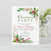 ミステレエレガントトーの水彩赤い緑のクリスマス 招待状 (スタンド正面)