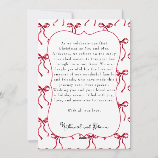 ミステレエレガントトー初めてのクリスマス結婚した写真 シーズンカード (裏面)