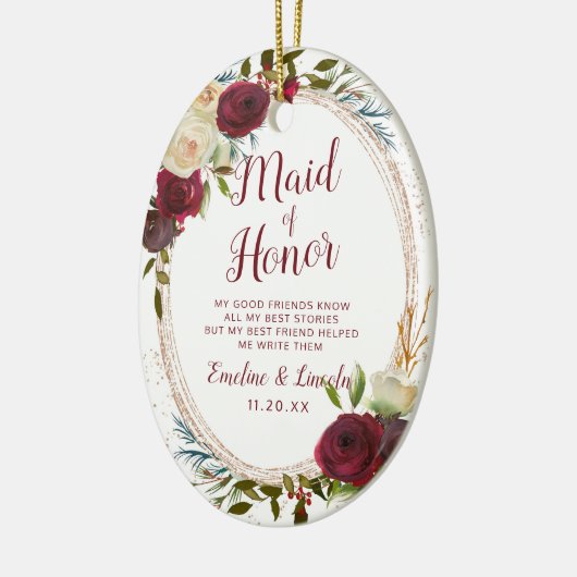 ミステレトーマナーフローラトゥザメイド・オブ・オーナー（花嫁付き添い人）引用文 セラミックオーナメント (左)