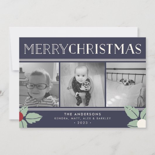 ミステレメリートー | 3フォトコラージュの休日 シーズンカード (正面)