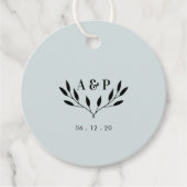 ミストブルー |シンプル結婚モダンさんギフト フェイバータグ (正面)