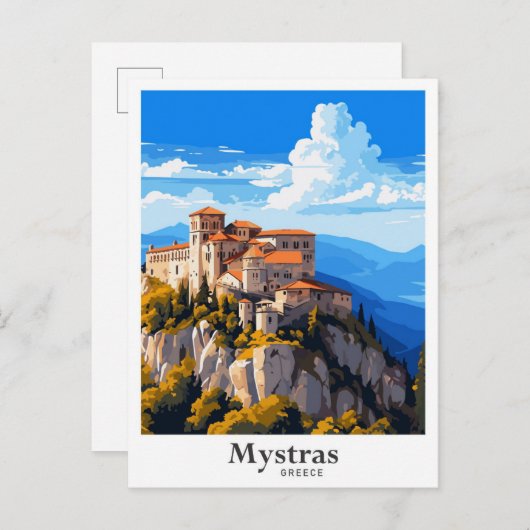 ミストラスギリシャヴィンテージトラベルイラストレーション ポストカード (正面/裏面)