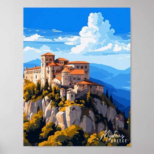 ミストラスギリシャヴィンテージ旅行イラストレーション ポスター (正面)