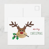 ミストルタをくわえたサンタのトナカイ シーズンポストカード (正面/裏面)