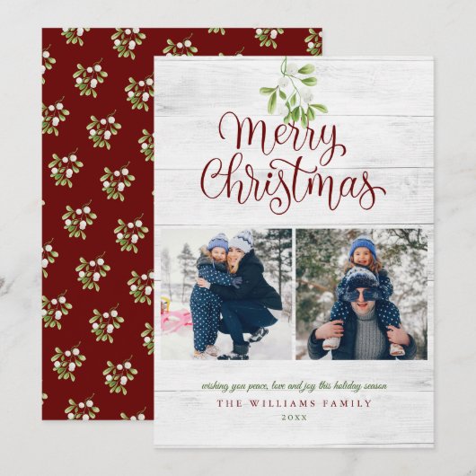 ミストルテオの風合いある木のメリークリスマス 2枚の写真 シーズンカード (正面/裏面)