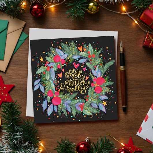 ミストルテーのホーリーなクリスマスリースのインスピリビティー ホリデーカード