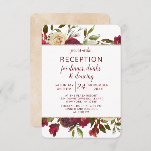 ミストルトゥーマナー ウィンター フローラル ウェディング レセプション 招待状 (正面/裏面)