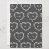 ミストルトゥー ハート ラインアート 結婚式 ダークグレー ホワイト 招待状 (裏面)