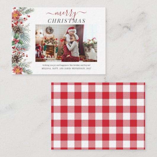 ミストルトゥー ファミリー フォト メリー クリスマス ホリデー ノートカード (正面/裏面)